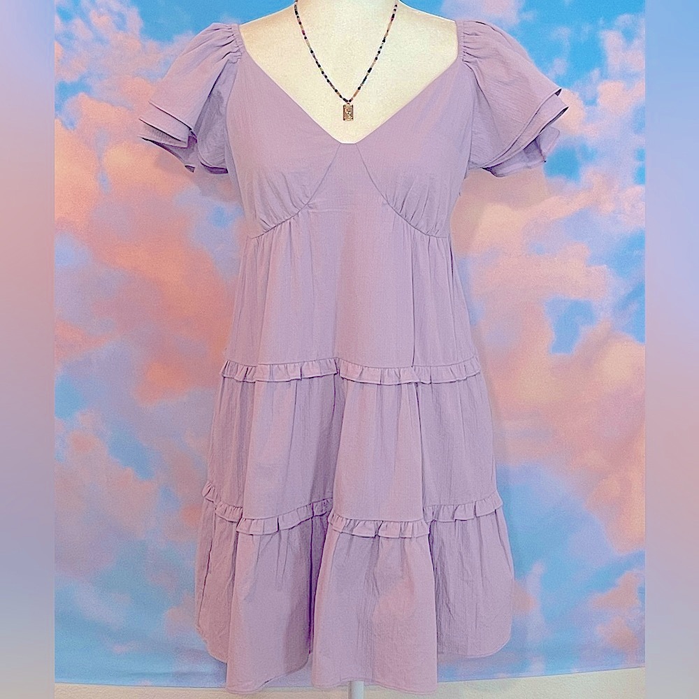 NWT:Sweet Lavender Ruffled Mini Dress (Sz 8)